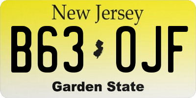 NJ license plate B63OJF