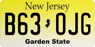 NJ license plate B63OJG