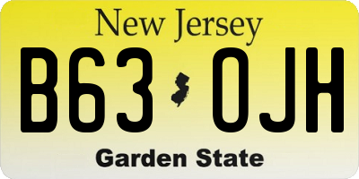 NJ license plate B63OJH