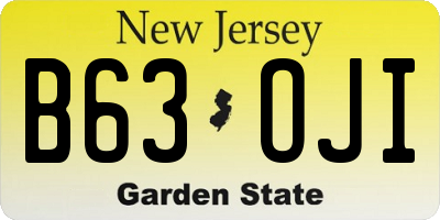 NJ license plate B63OJI