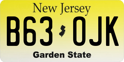 NJ license plate B63OJK
