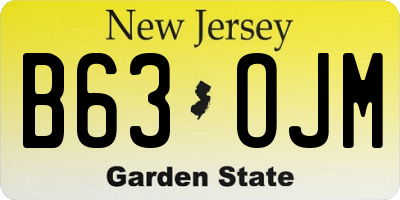 NJ license plate B63OJM