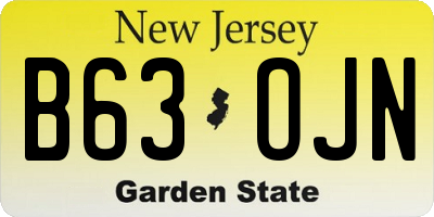 NJ license plate B63OJN