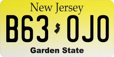 NJ license plate B63OJO