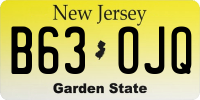 NJ license plate B63OJQ