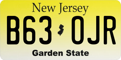 NJ license plate B63OJR