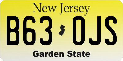 NJ license plate B63OJS