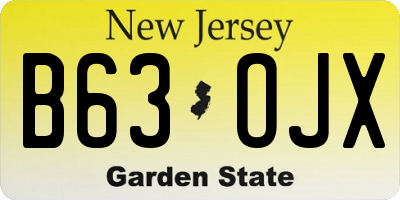 NJ license plate B63OJX