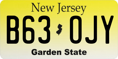 NJ license plate B63OJY