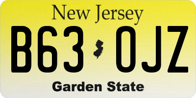 NJ license plate B63OJZ