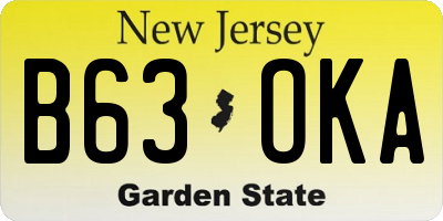 NJ license plate B63OKA