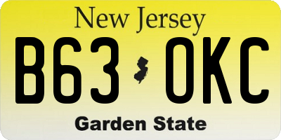 NJ license plate B63OKC
