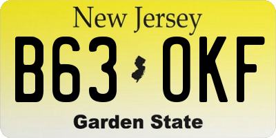 NJ license plate B63OKF