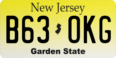 NJ license plate B63OKG