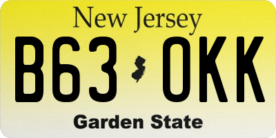 NJ license plate B63OKK