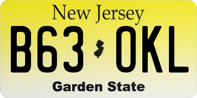 NJ license plate B63OKL