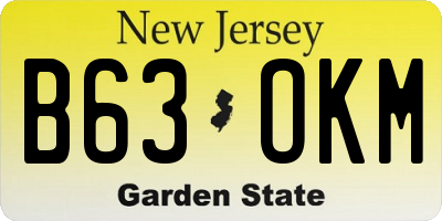 NJ license plate B63OKM