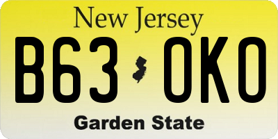 NJ license plate B63OKO