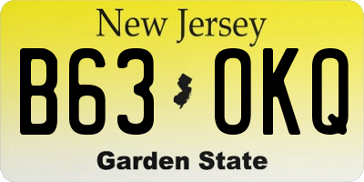 NJ license plate B63OKQ
