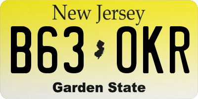 NJ license plate B63OKR
