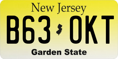 NJ license plate B63OKT