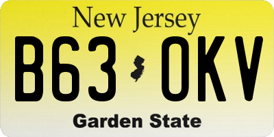 NJ license plate B63OKV