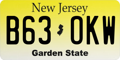 NJ license plate B63OKW