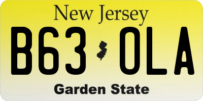 NJ license plate B63OLA