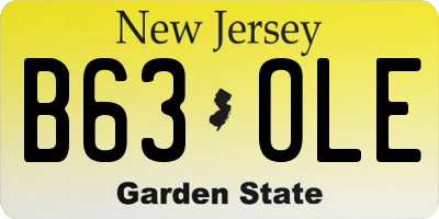 NJ license plate B63OLE