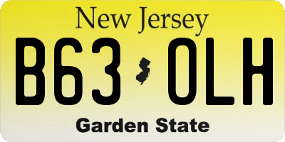 NJ license plate B63OLH