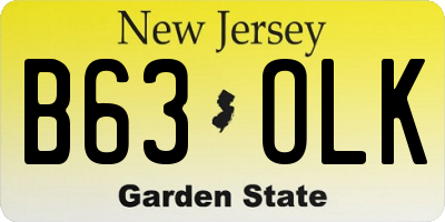 NJ license plate B63OLK