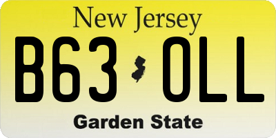 NJ license plate B63OLL