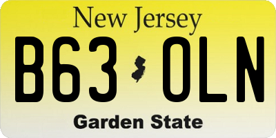 NJ license plate B63OLN