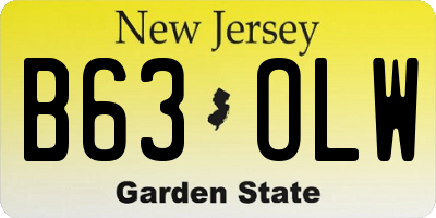 NJ license plate B63OLW