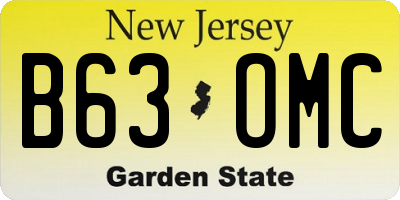 NJ license plate B63OMC