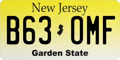 NJ license plate B63OMF