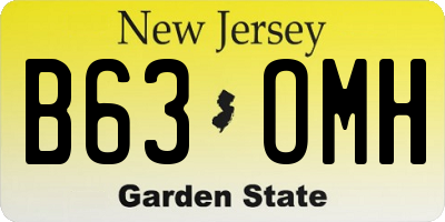 NJ license plate B63OMH