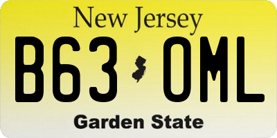 NJ license plate B63OML