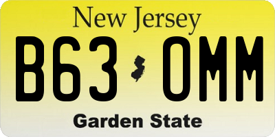 NJ license plate B63OMM