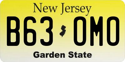 NJ license plate B63OMO