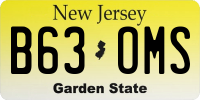 NJ license plate B63OMS