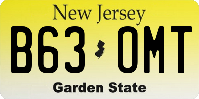 NJ license plate B63OMT