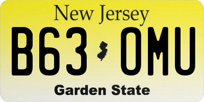 NJ license plate B63OMU