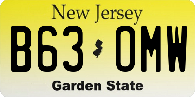NJ license plate B63OMW