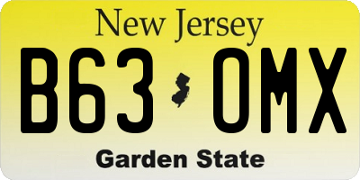 NJ license plate B63OMX
