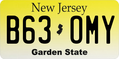NJ license plate B63OMY