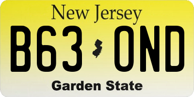 NJ license plate B63OND