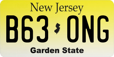 NJ license plate B63ONG