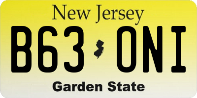 NJ license plate B63ONI