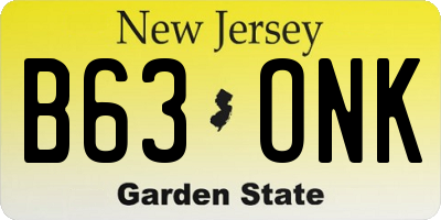 NJ license plate B63ONK